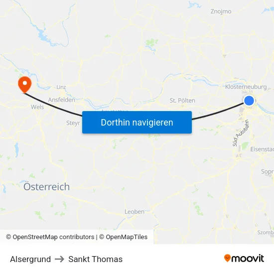 Alsergrund to Sankt Thomas map