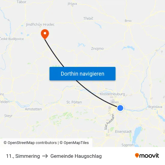 11., Simmering to Gemeinde Haugschlag map