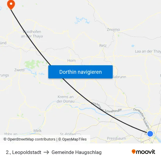 2., Leopoldstadt to Gemeinde Haugschlag map