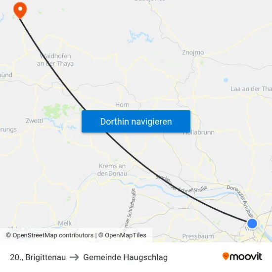 20., Brigittenau to Gemeinde Haugschlag map
