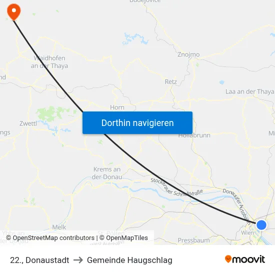 22., Donaustadt to Gemeinde Haugschlag map