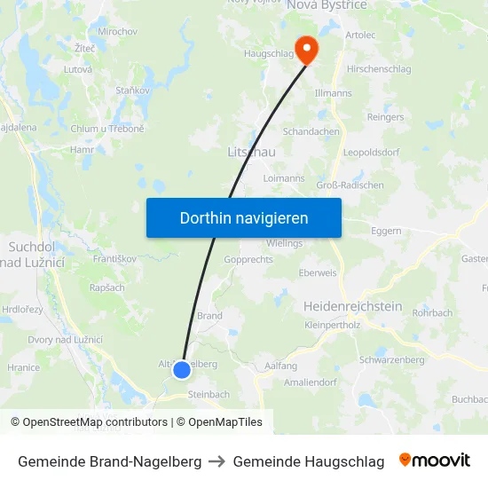 Gemeinde Brand-Nagelberg to Gemeinde Haugschlag map