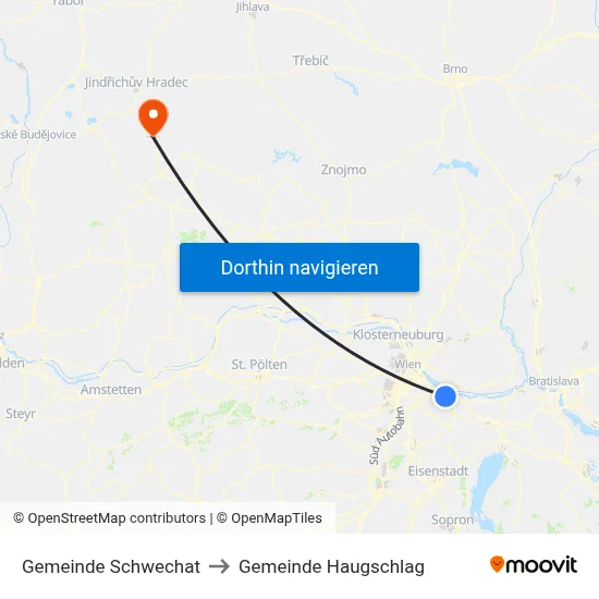 Gemeinde Schwechat to Gemeinde Haugschlag map