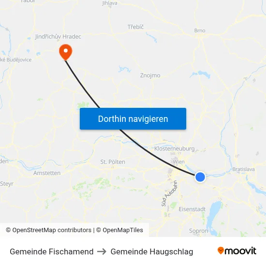 Gemeinde Fischamend to Gemeinde Haugschlag map