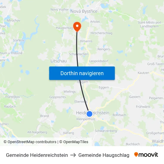 Gemeinde Heidenreichstein to Gemeinde Haugschlag map