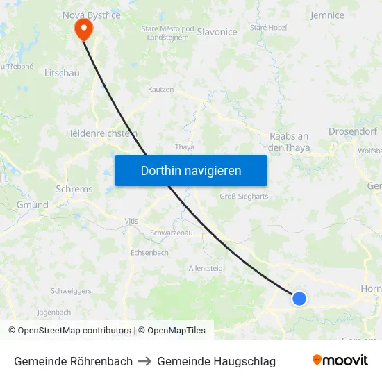Gemeinde Röhrenbach to Gemeinde Haugschlag map
