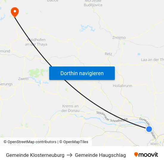 Gemeinde Klosterneuburg to Gemeinde Haugschlag map