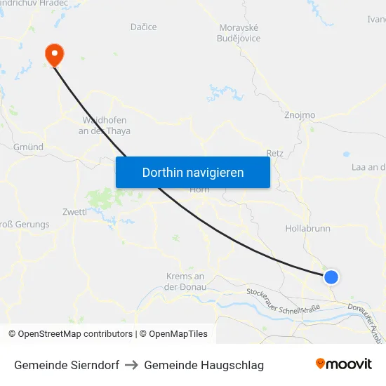 Gemeinde Sierndorf to Gemeinde Haugschlag map