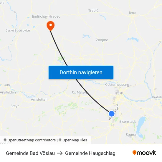 Gemeinde Bad Vöslau to Gemeinde Haugschlag map