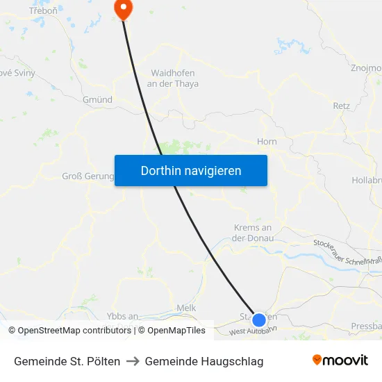 Gemeinde St. Pölten to Gemeinde Haugschlag map