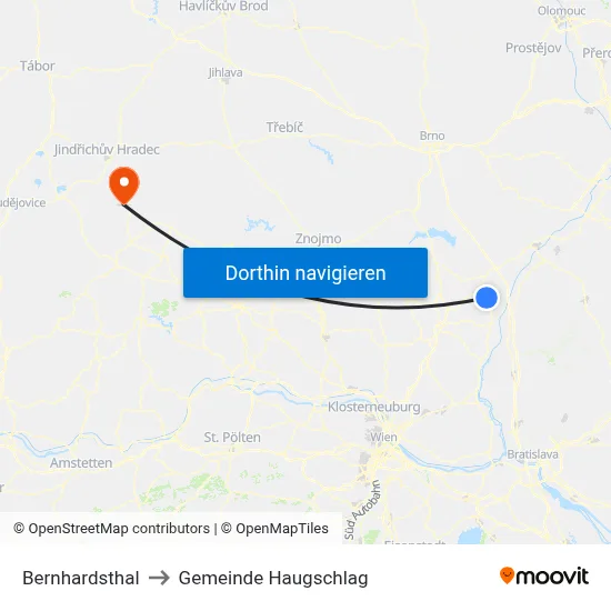 Bernhardsthal to Gemeinde Haugschlag map