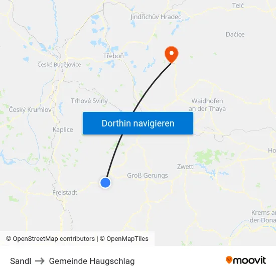Sandl to Gemeinde Haugschlag map
