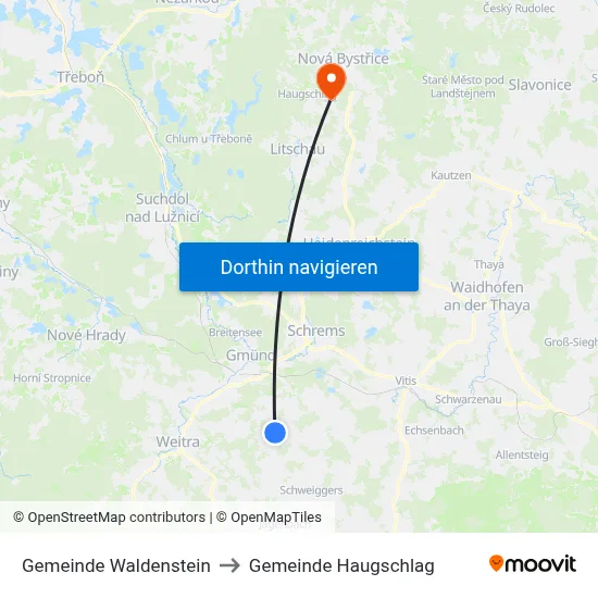 Gemeinde Waldenstein to Gemeinde Haugschlag map