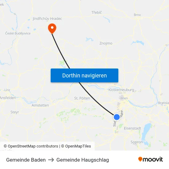 Gemeinde Baden to Gemeinde Haugschlag map