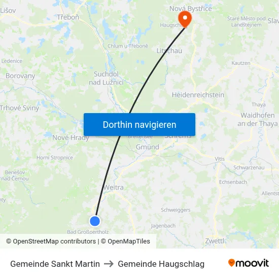 Gemeinde Sankt Martin to Gemeinde Haugschlag map