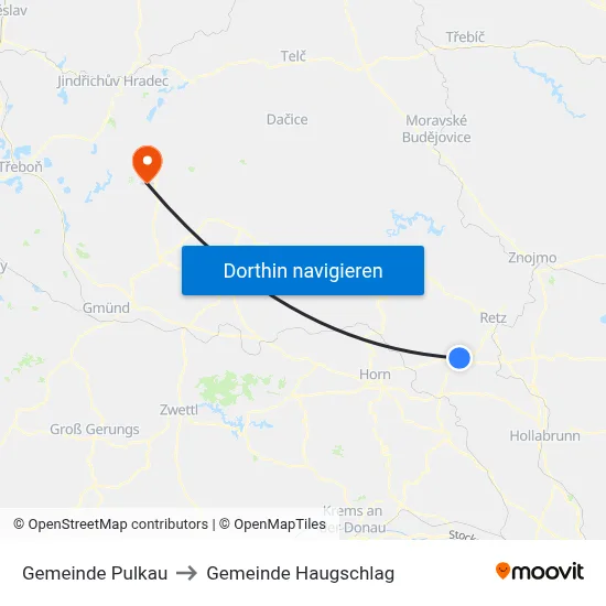 Gemeinde Pulkau to Gemeinde Haugschlag map