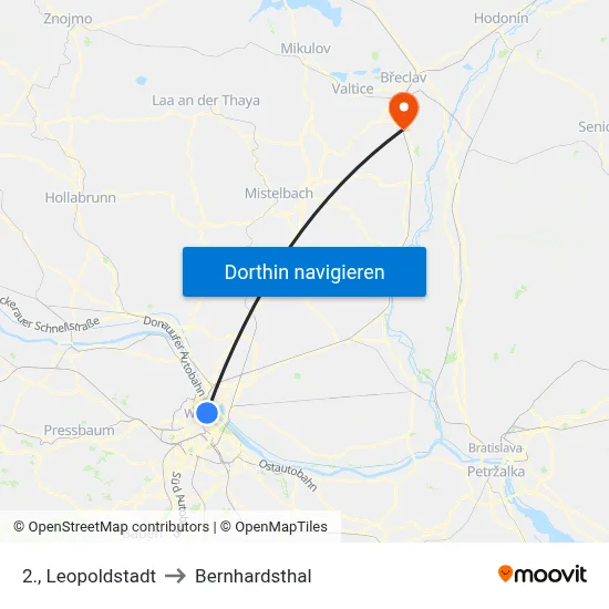 2., Leopoldstadt to Bernhardsthal map