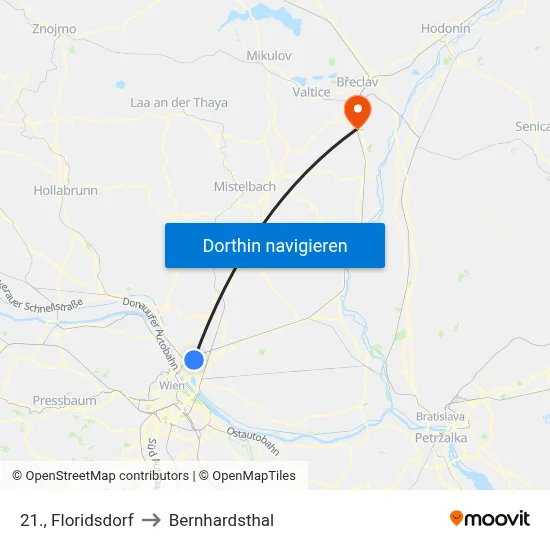 21., Floridsdorf to Bernhardsthal map