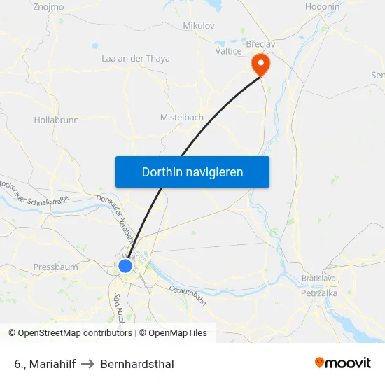 6., Mariahilf to Bernhardsthal map
