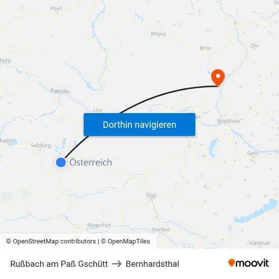 Rußbach am Paß Gschütt to Bernhardsthal map
