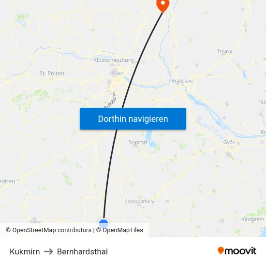 Kukmirn to Bernhardsthal map