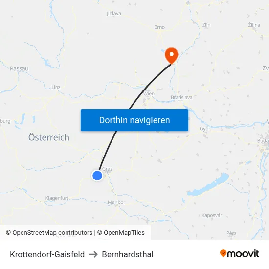 Krottendorf-Gaisfeld to Bernhardsthal map