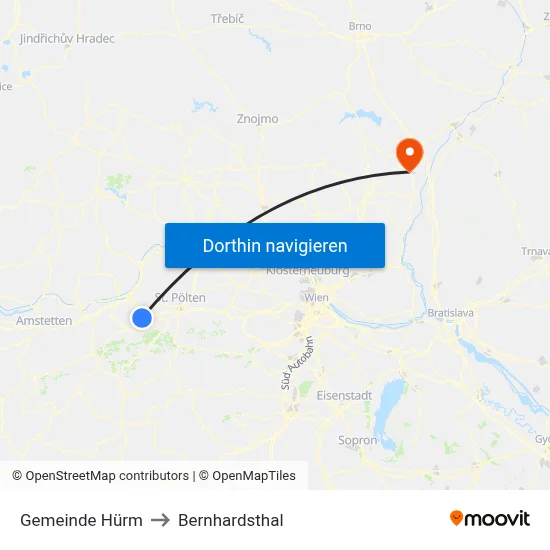 Gemeinde Hürm to Bernhardsthal map