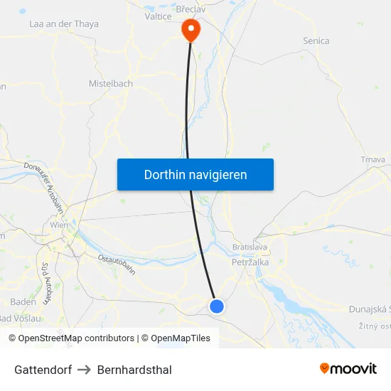 Gattendorf to Bernhardsthal map
