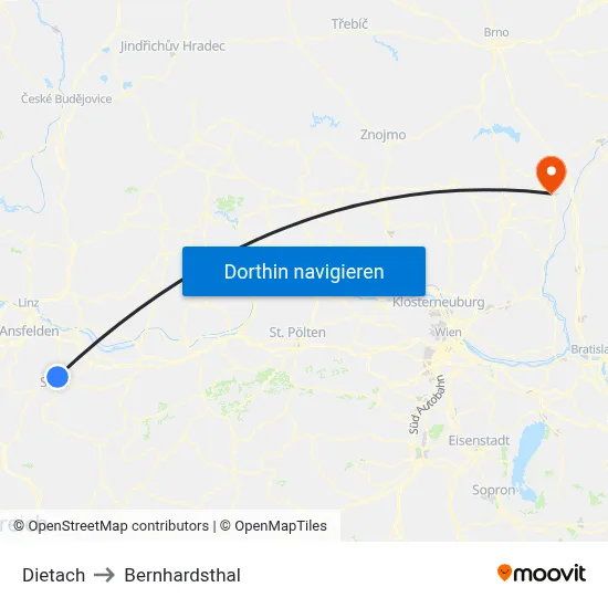 Dietach to Bernhardsthal map