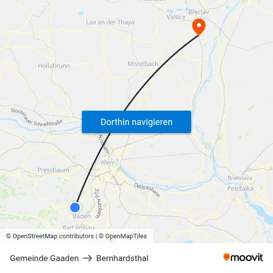 Gemeinde Gaaden to Bernhardsthal map