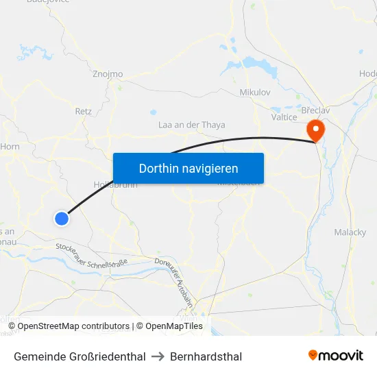Gemeinde Großriedenthal to Bernhardsthal map