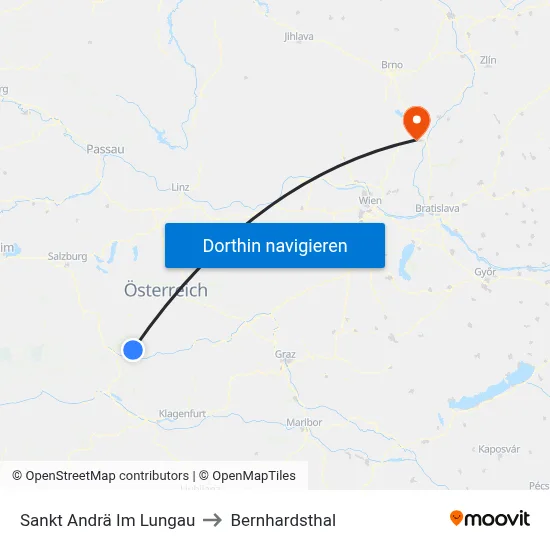 Sankt Andrä Im Lungau to Bernhardsthal map