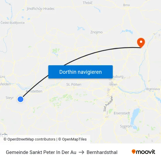 Gemeinde Sankt Peter In Der Au to Bernhardsthal map
