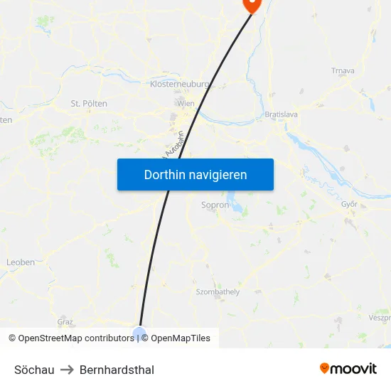 Söchau to Bernhardsthal map