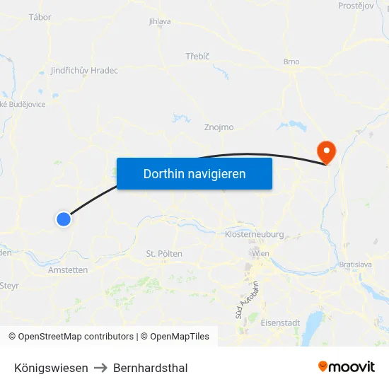 Königswiesen to Bernhardsthal map