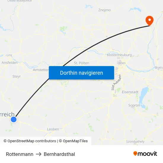 Rottenmann to Bernhardsthal map