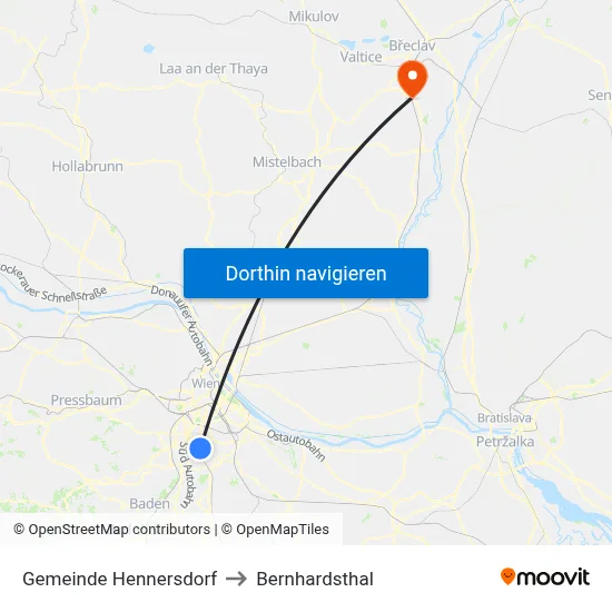 Gemeinde Hennersdorf to Bernhardsthal map