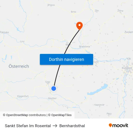 Sankt Stefan Im Rosental to Bernhardsthal map