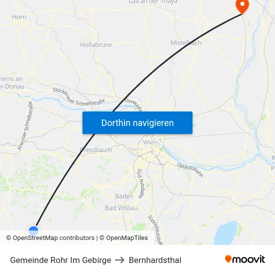 Gemeinde Rohr Im Gebirge to Bernhardsthal map