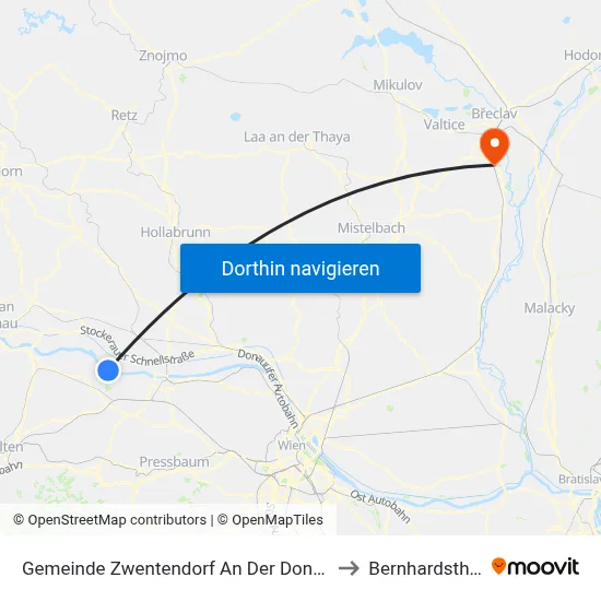 Gemeinde Zwentendorf An Der Donau to Bernhardsthal map