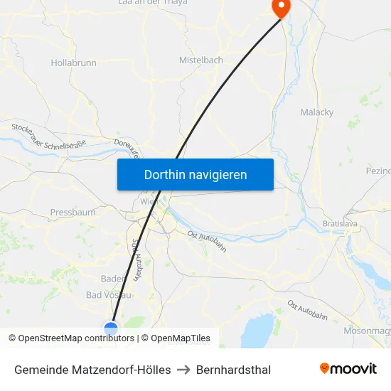 Gemeinde Matzendorf-Hölles to Bernhardsthal map