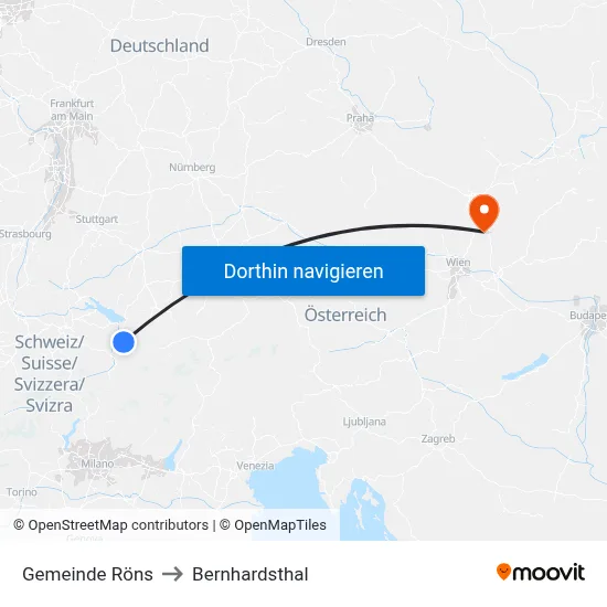 Gemeinde Röns to Bernhardsthal map