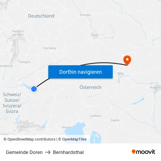 Gemeinde Doren to Bernhardsthal map