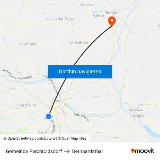 Gemeinde Perchtoldsdorf to Bernhardsthal map