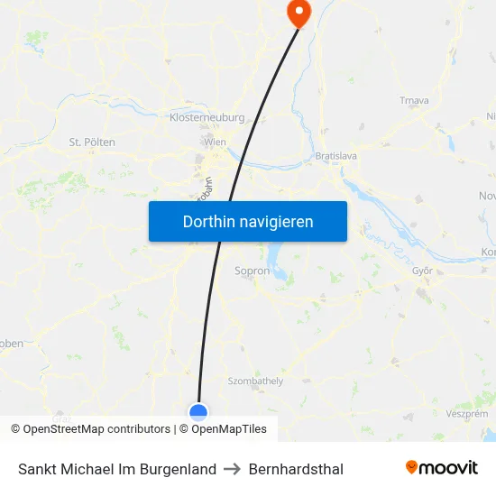 Sankt Michael Im Burgenland to Bernhardsthal map