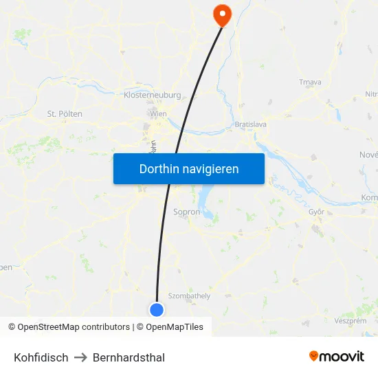 Kohfidisch to Bernhardsthal map
