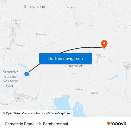 Gemeinde Brand to Bernhardsthal map