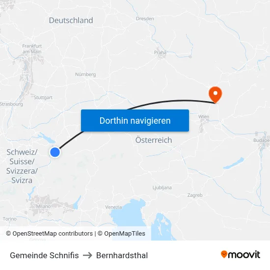 Gemeinde Schnifis to Bernhardsthal map