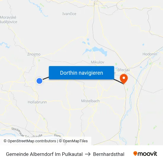 Gemeinde Alberndorf Im Pulkautal to Bernhardsthal map