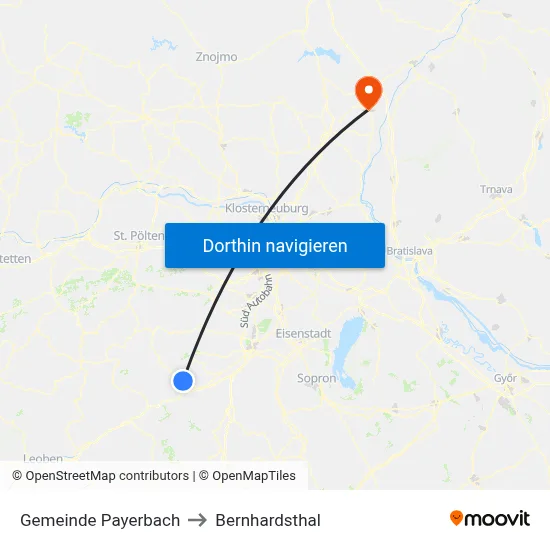 Gemeinde Payerbach to Bernhardsthal map